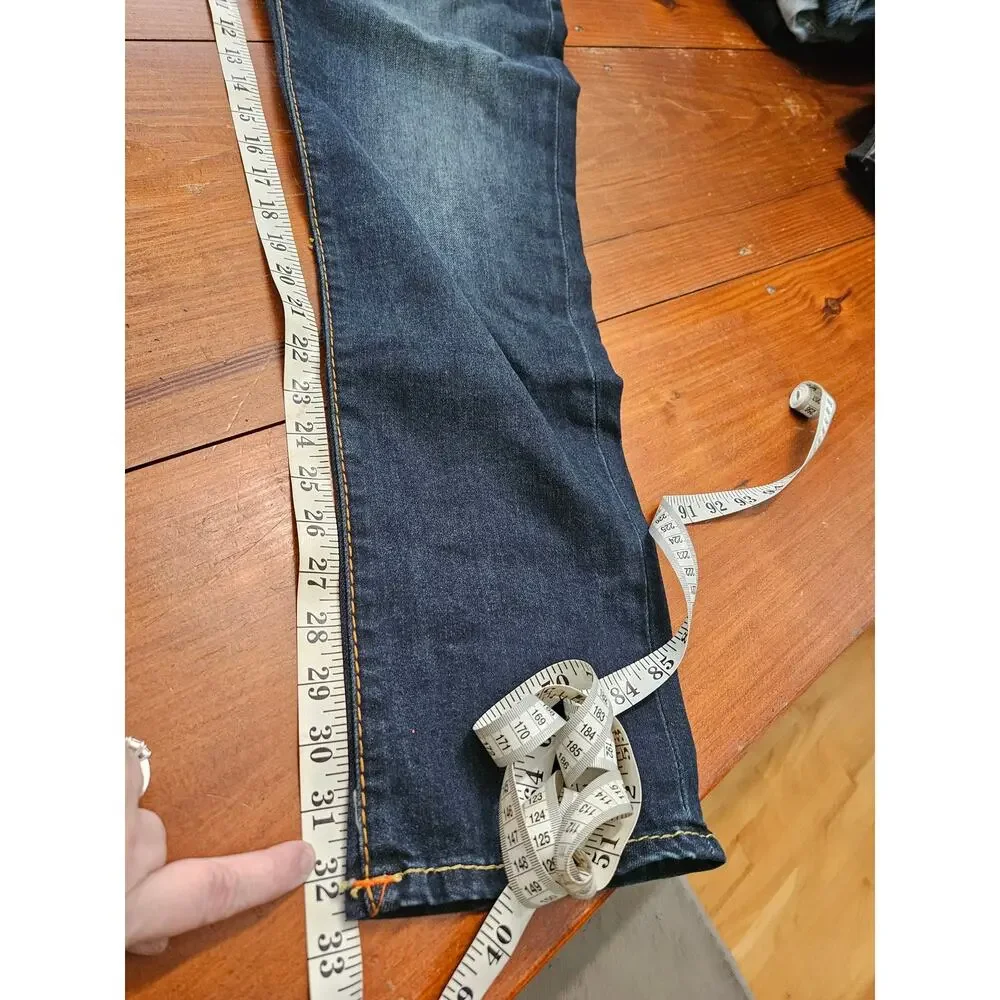 True Religion Rocco Relaxed Skinny Jeans Men 42 Dark Wash Flap Pocket Stretch